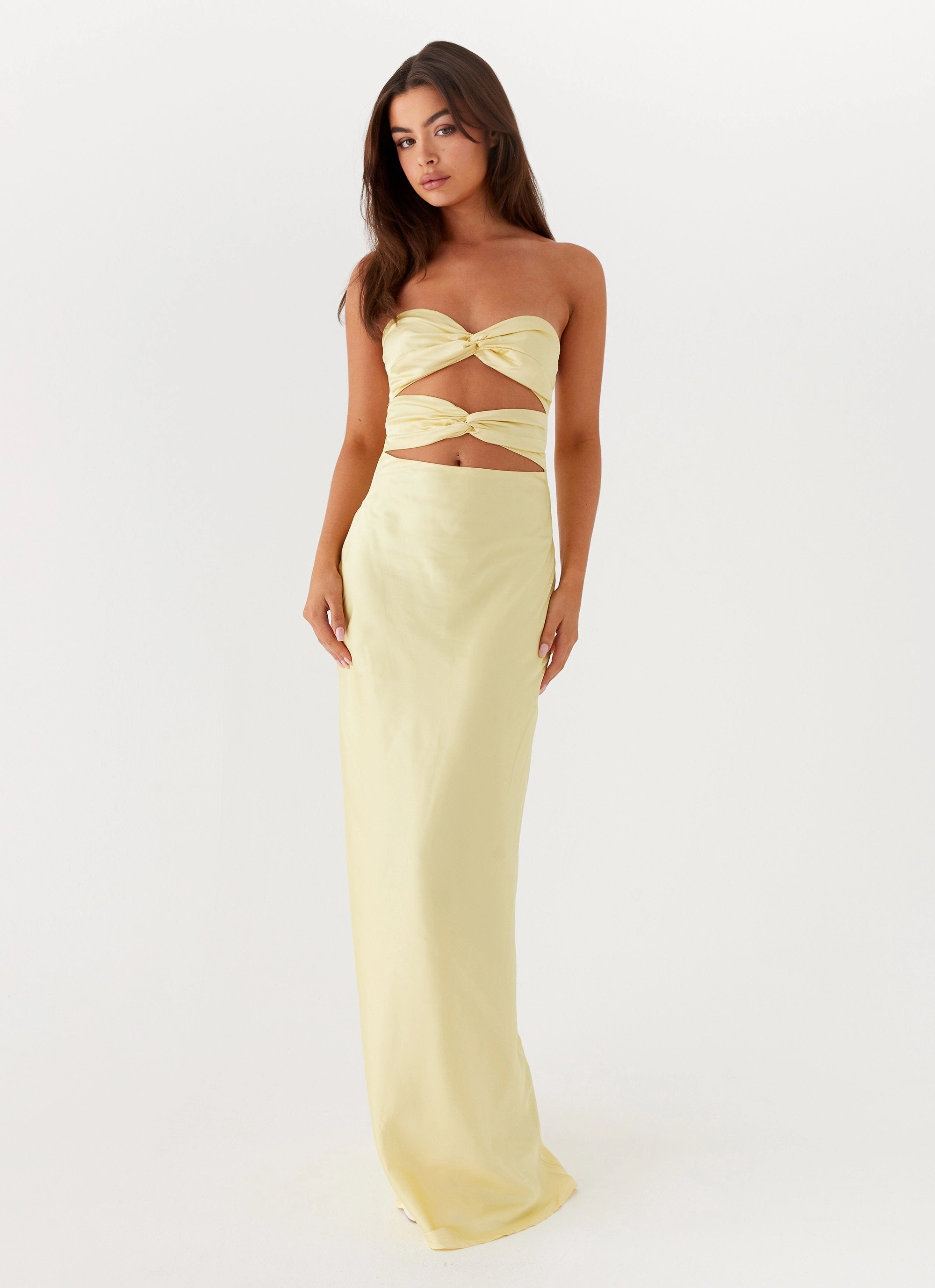 Red-Carpet Tianna Strapless Maxi Dress - Yellow