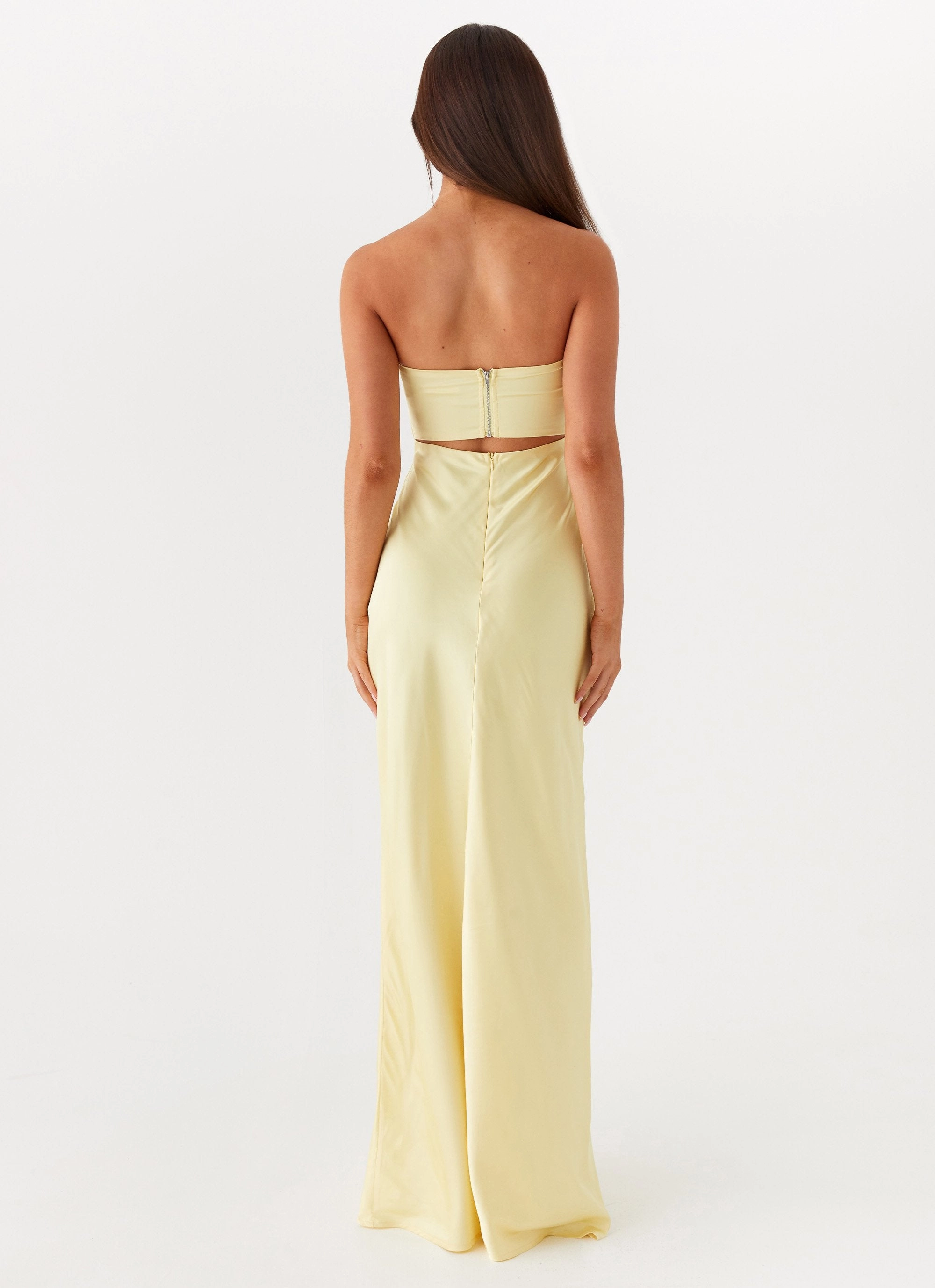Tianna Strapless Maxi Dress - Yellow Polished Edge