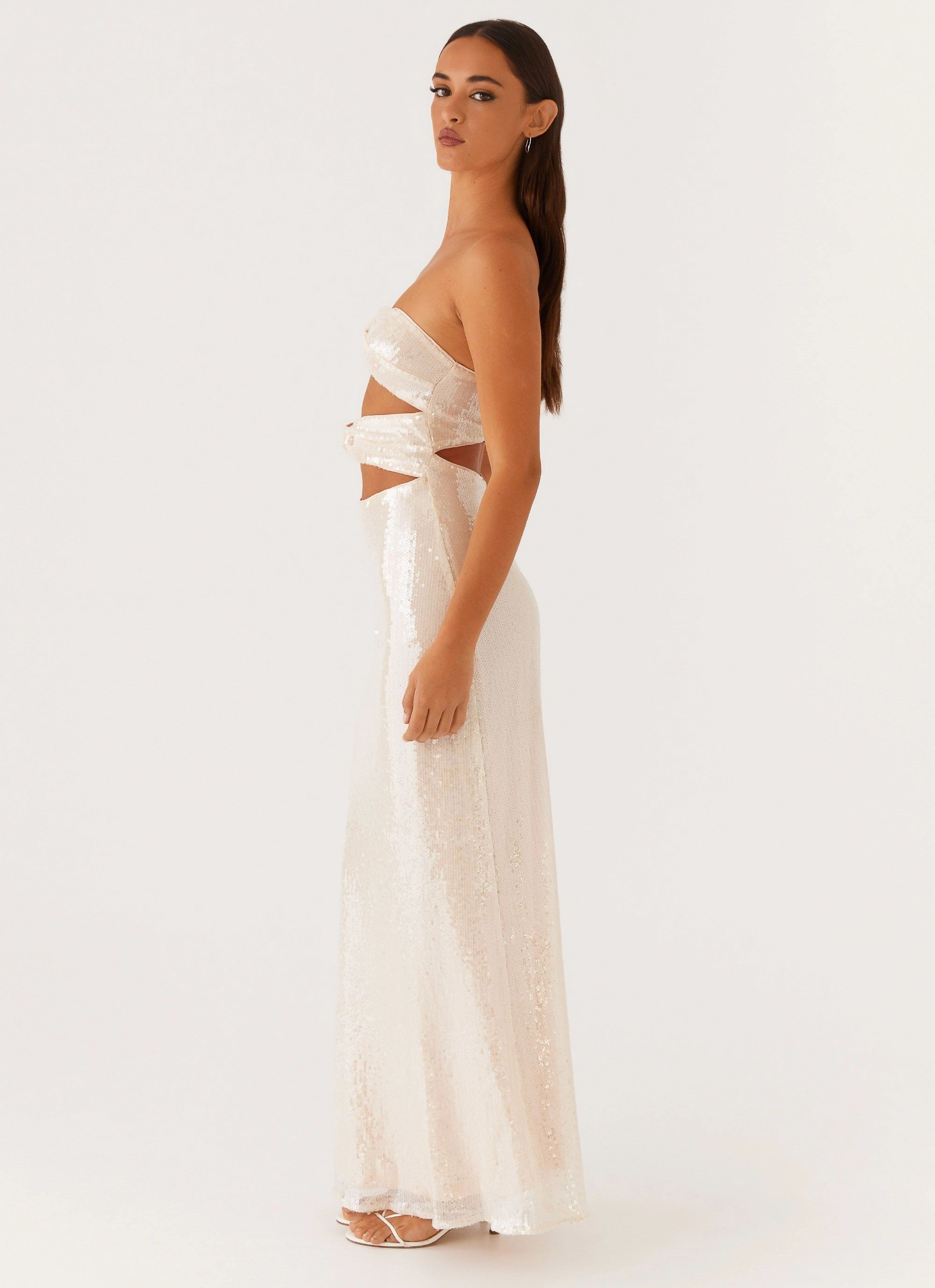Machine-washable Tianna Strapless Sequin Maxi Dress - Ivory