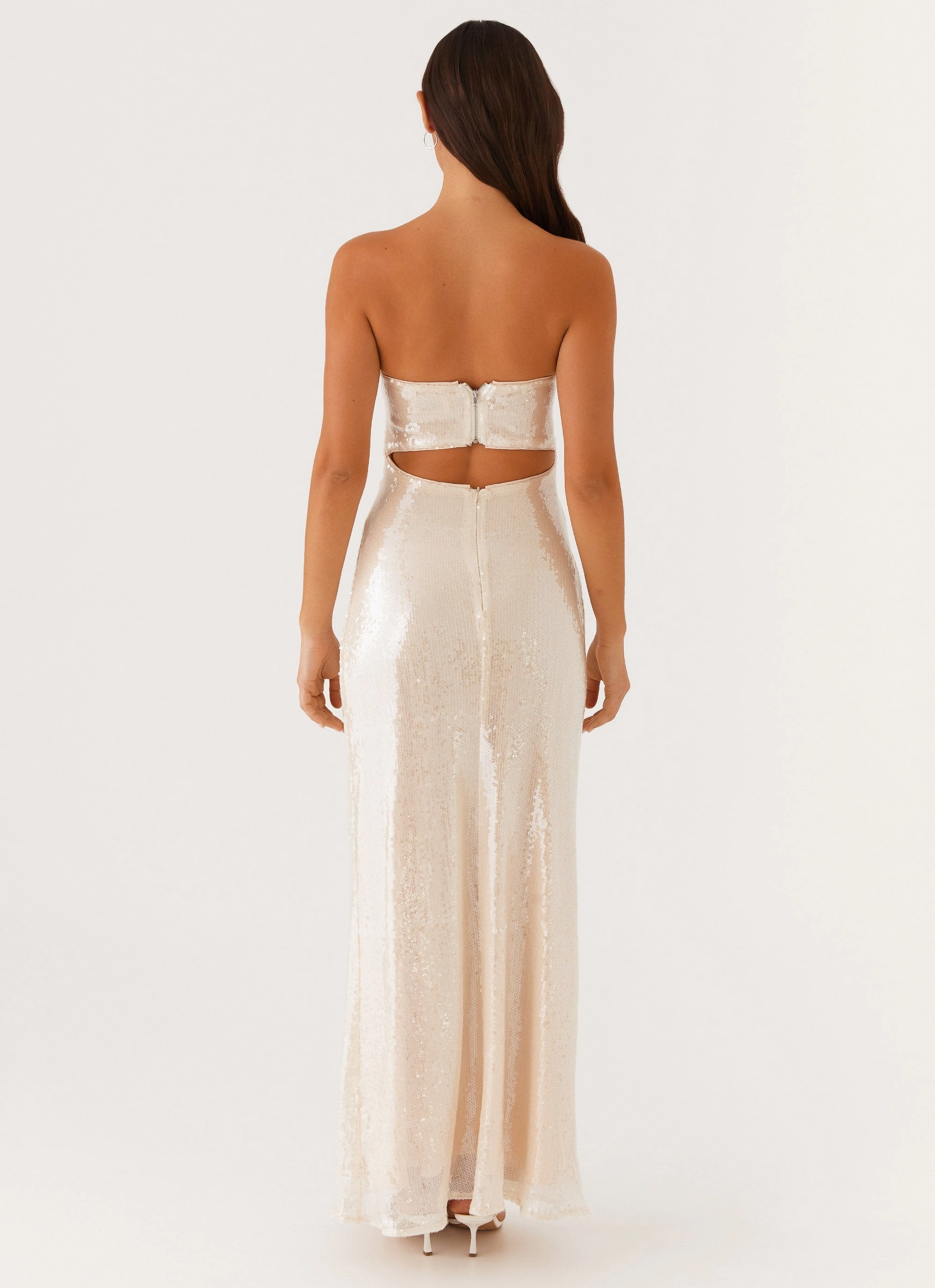 Tianna Strapless Sequin Maxi Dress - Ivory Form Flow