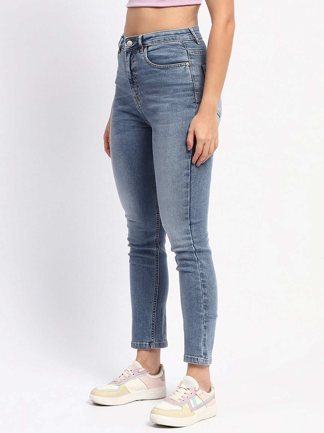 High Quality Bold Look Summer Vibes Madame Straight Fit Light Blue Denim