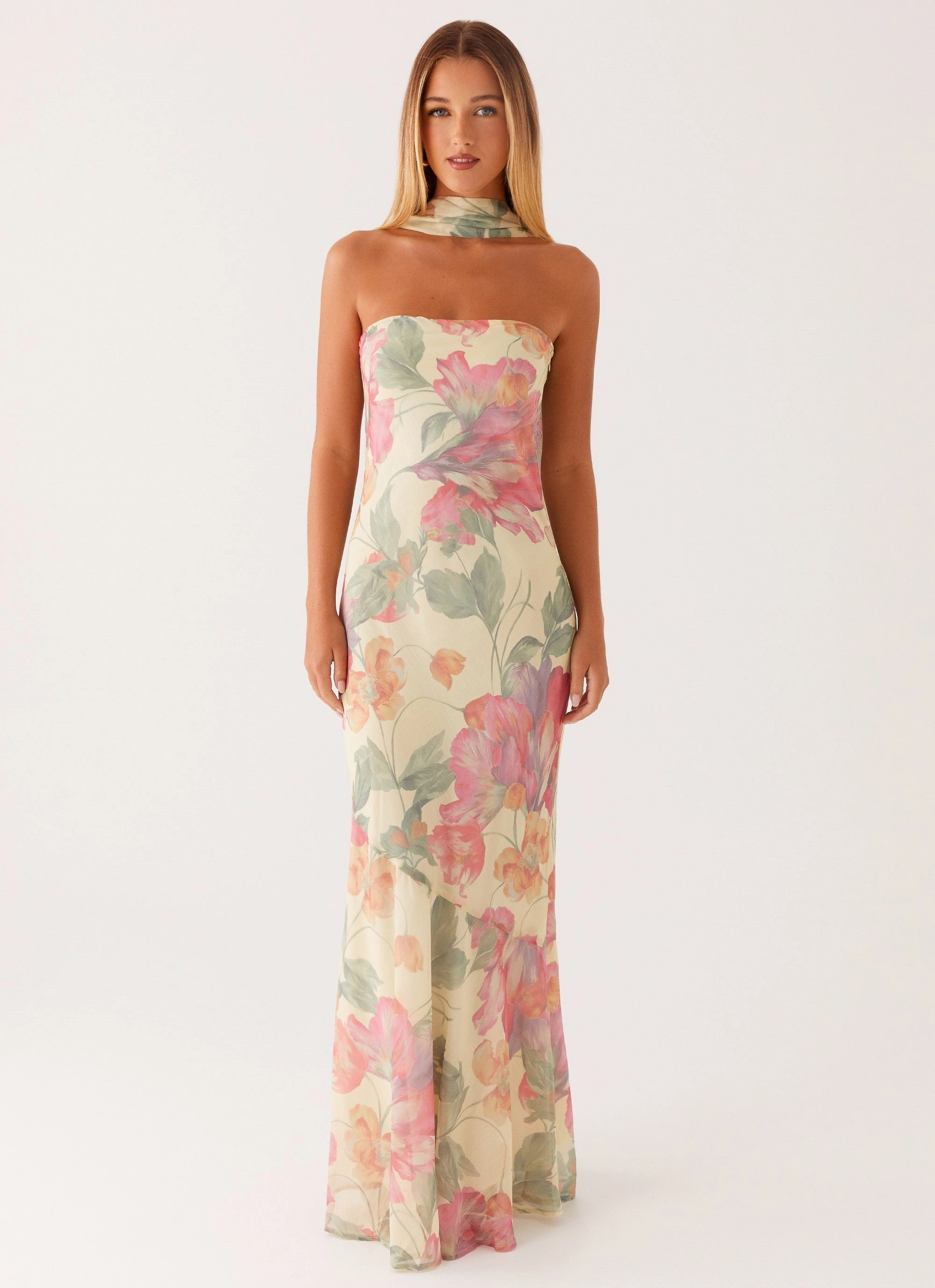 Under The Pagoda Maxi Dress - Yellow Peony Relaxed Design