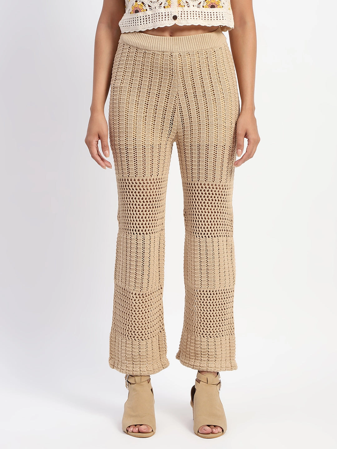 Low Bulk Madame Brown Cotton Crochet Trouser
