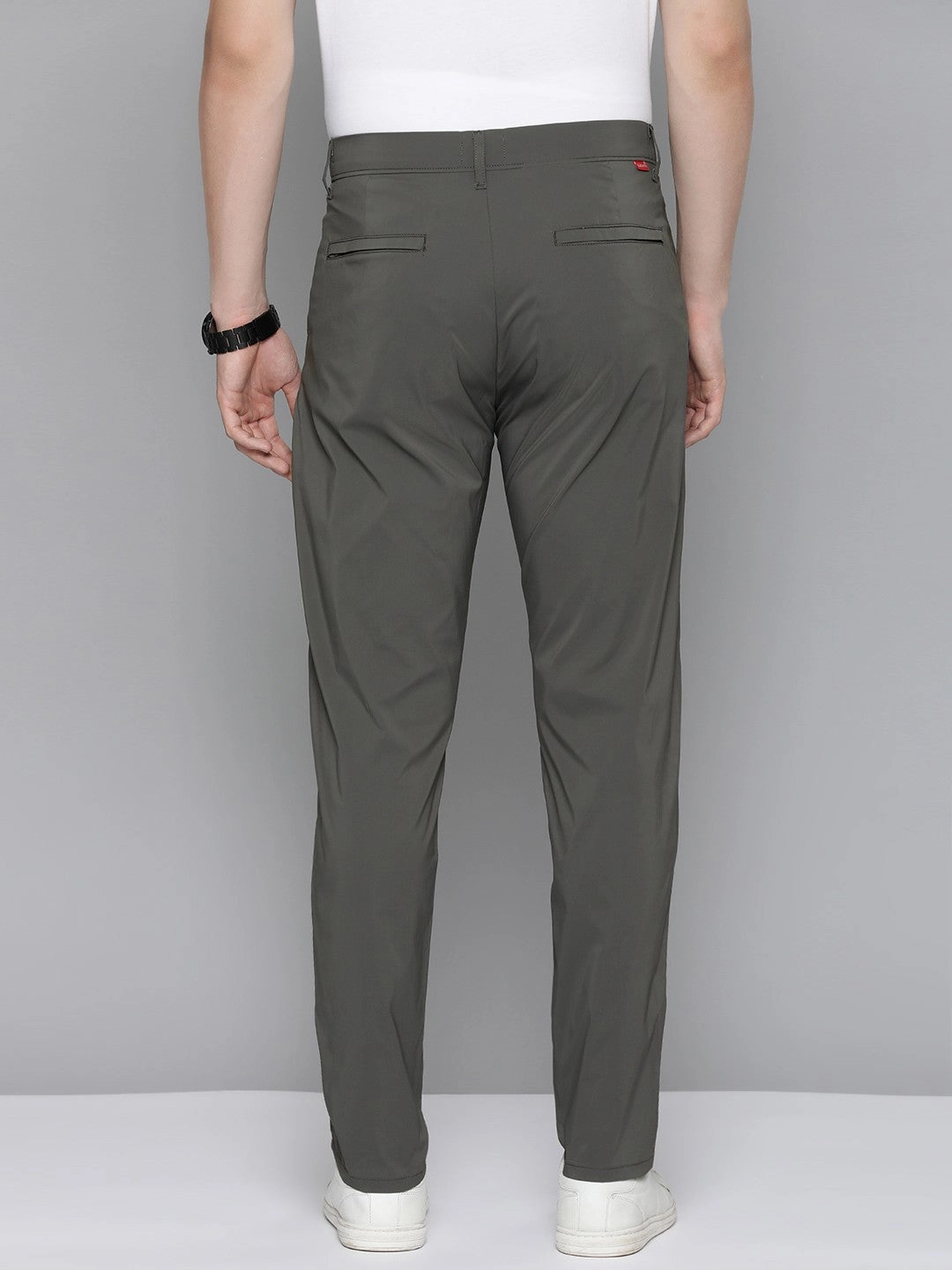 Functional Comfort Wear Stretch Material Men's Grey Regular Fit Trousers
