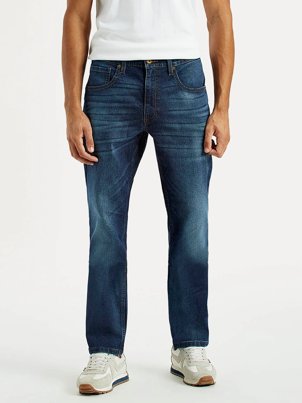 Men's 541 Indigo Athletic Tapered Fit Mid Rise Jeans Multi Purpose Pockets Relaxed Look