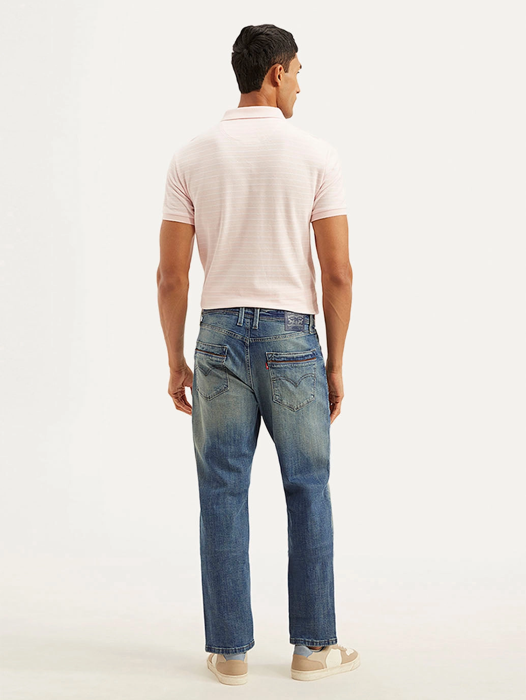 Men's 541 Blue Athletic Tapered Fit Mid Rise Jeans Stone Wash Finish Iconic Outfit