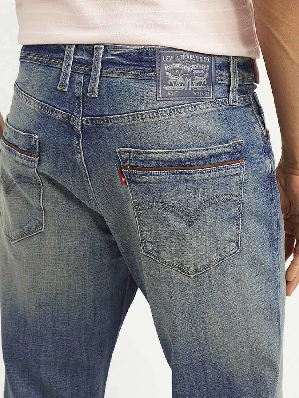 Men's 541 Blue Athletic Tapered Fit Mid Rise Jeans Breathable Travel Outfit Brunch Outfit