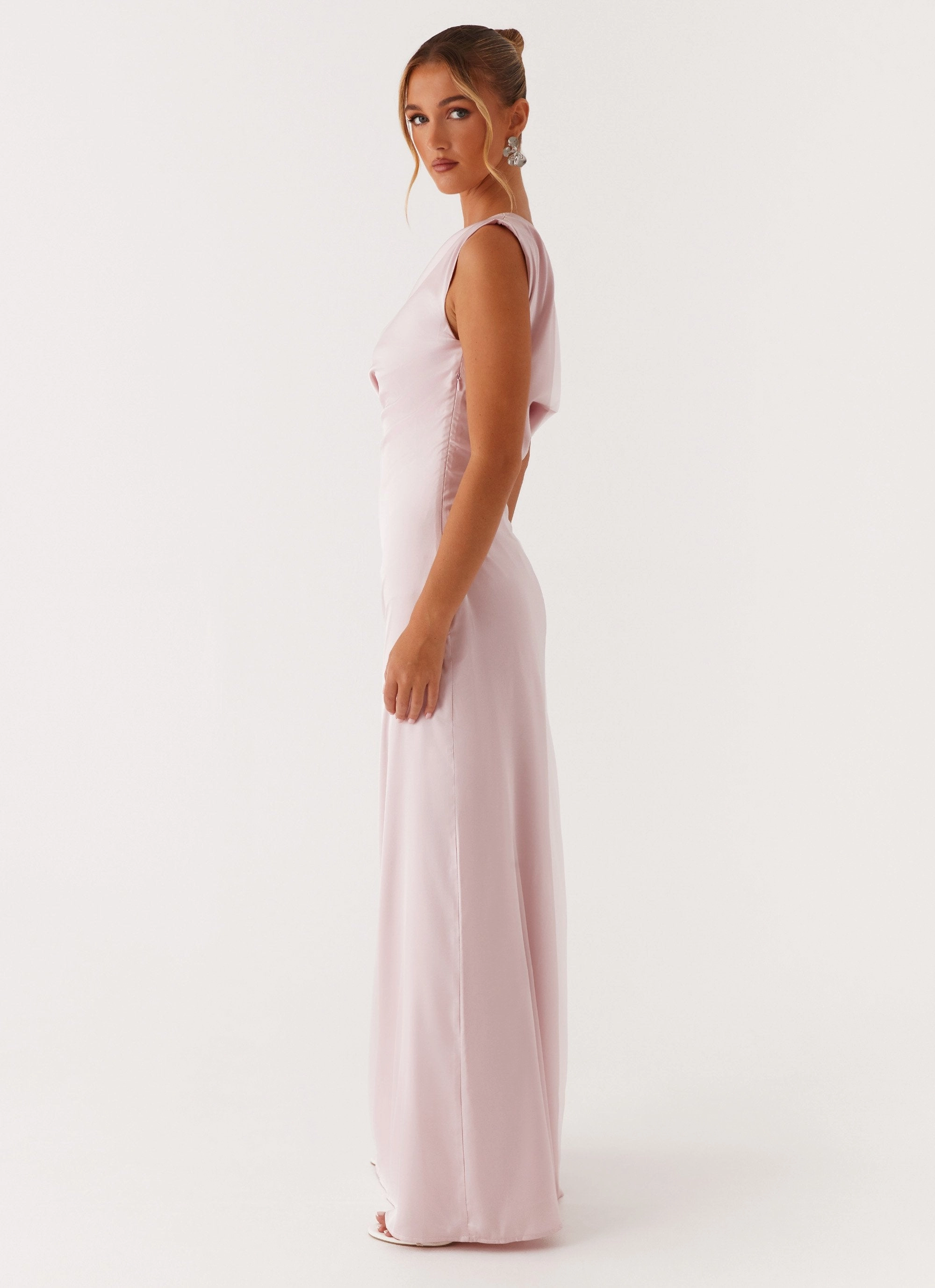 Smooth Layers Heart Of Glass Satin Maxi Dress - Pink