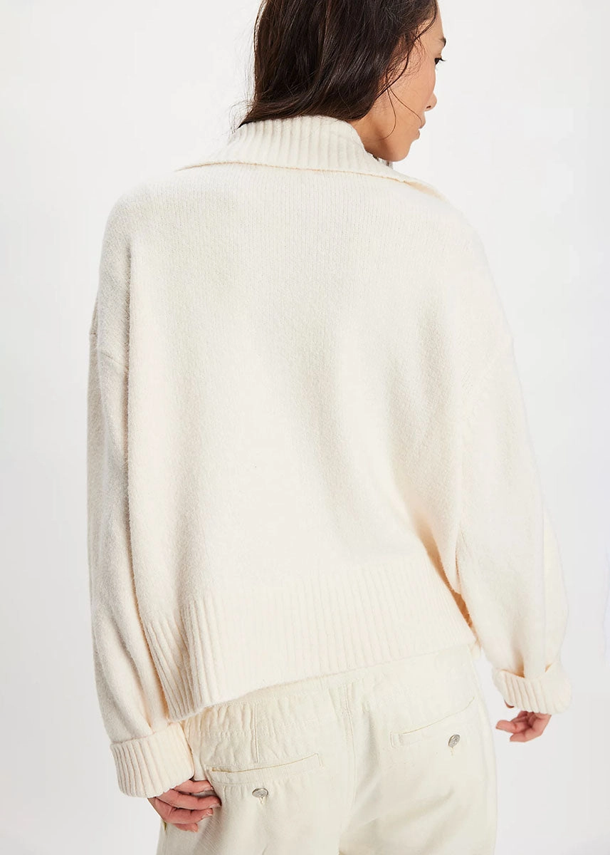Snug Comfort Cozy Knit Trading Up Polo Sweater - Ivory
