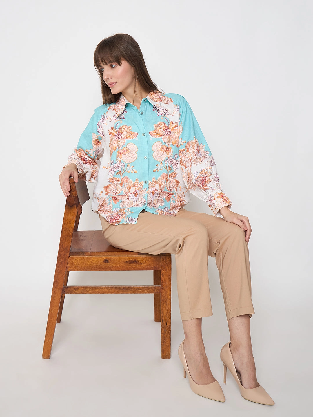 Madame Alex Waist Belt Detail Solid Beige Trousers Cozy Wear Work Flex