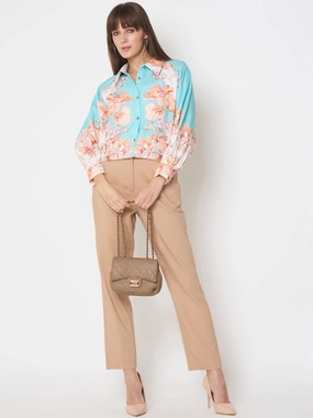 Madame Alex Waist Belt Detail Solid Beige Trousers Essential Wearable