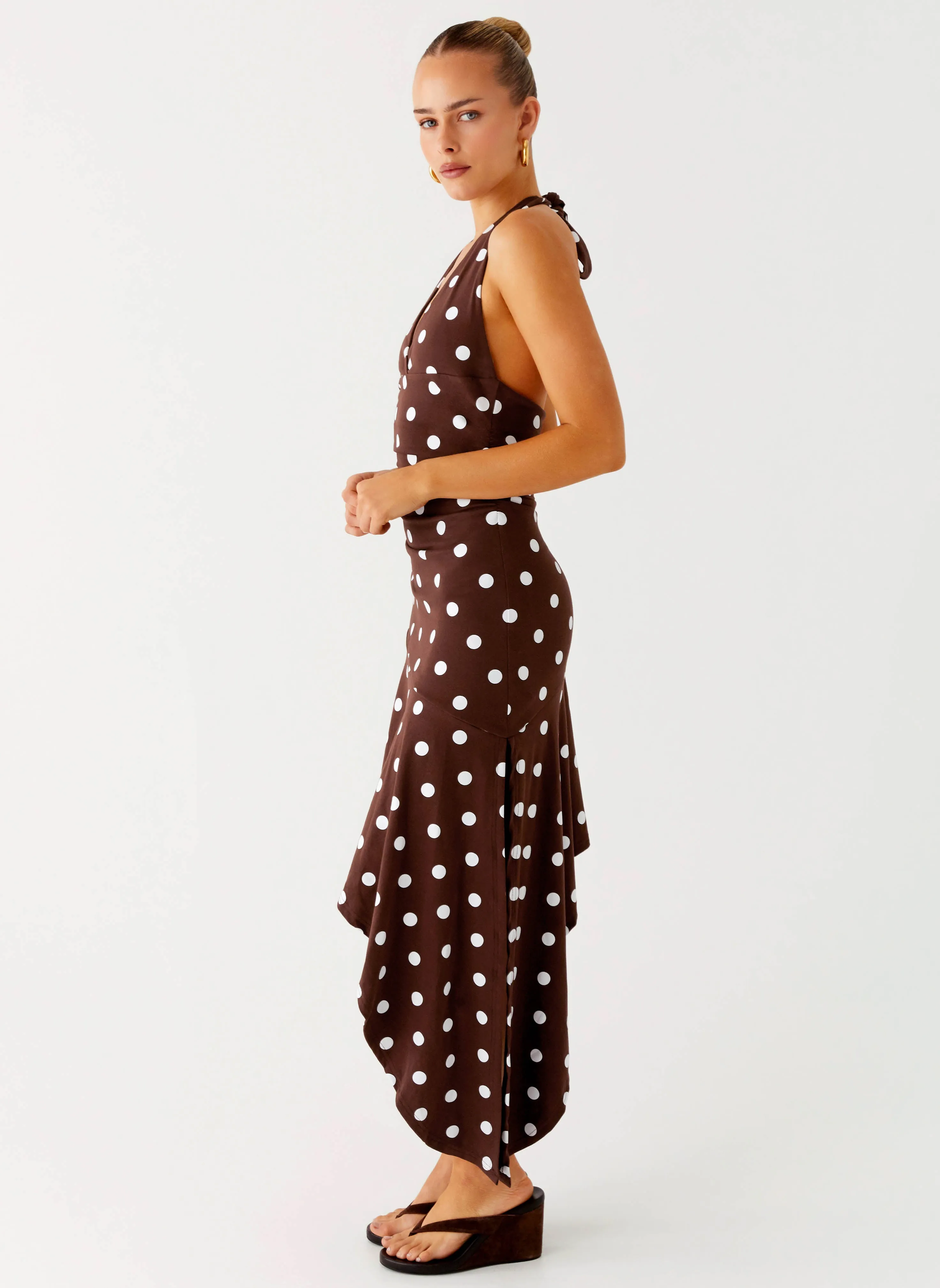 Vibrant patterned dress Keylani Halter Midi Dress - Chocolate