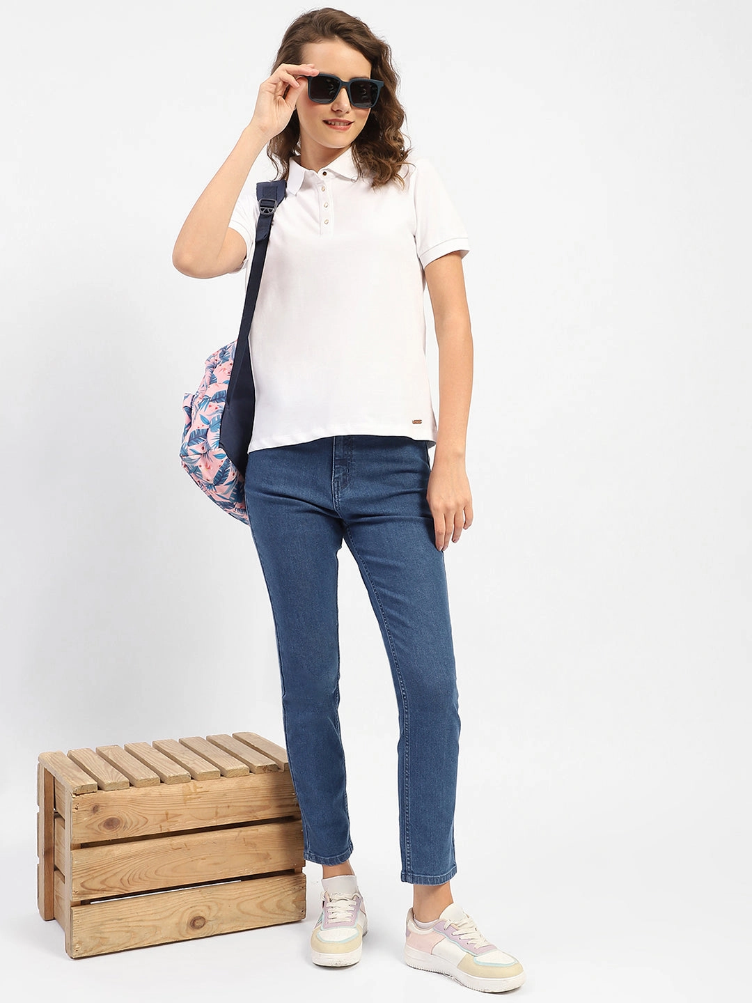 Madame Solid Blue Slim Fit Jeans Sleek Waistband Quality Staple