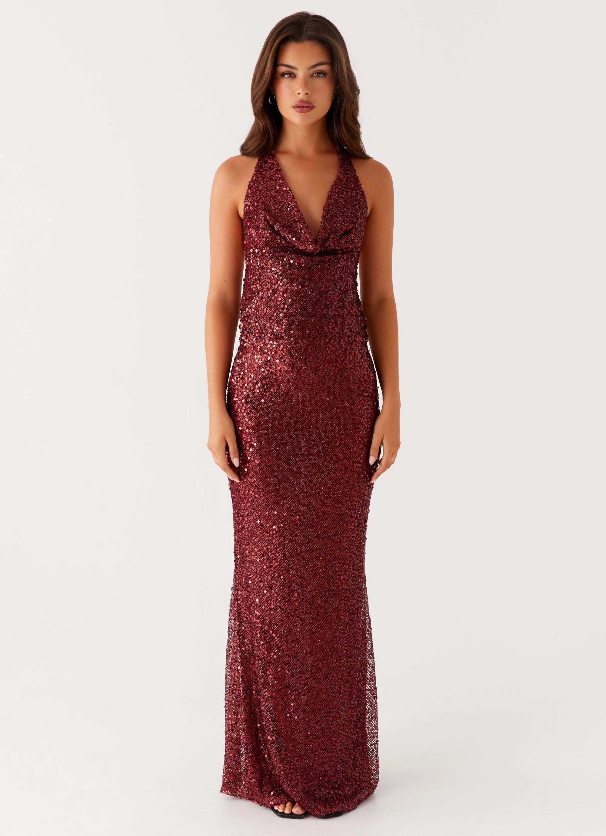 Lightweight and Breezy QuickDryTechnology Treasured Sequin Maxi Dress - Fuchsia