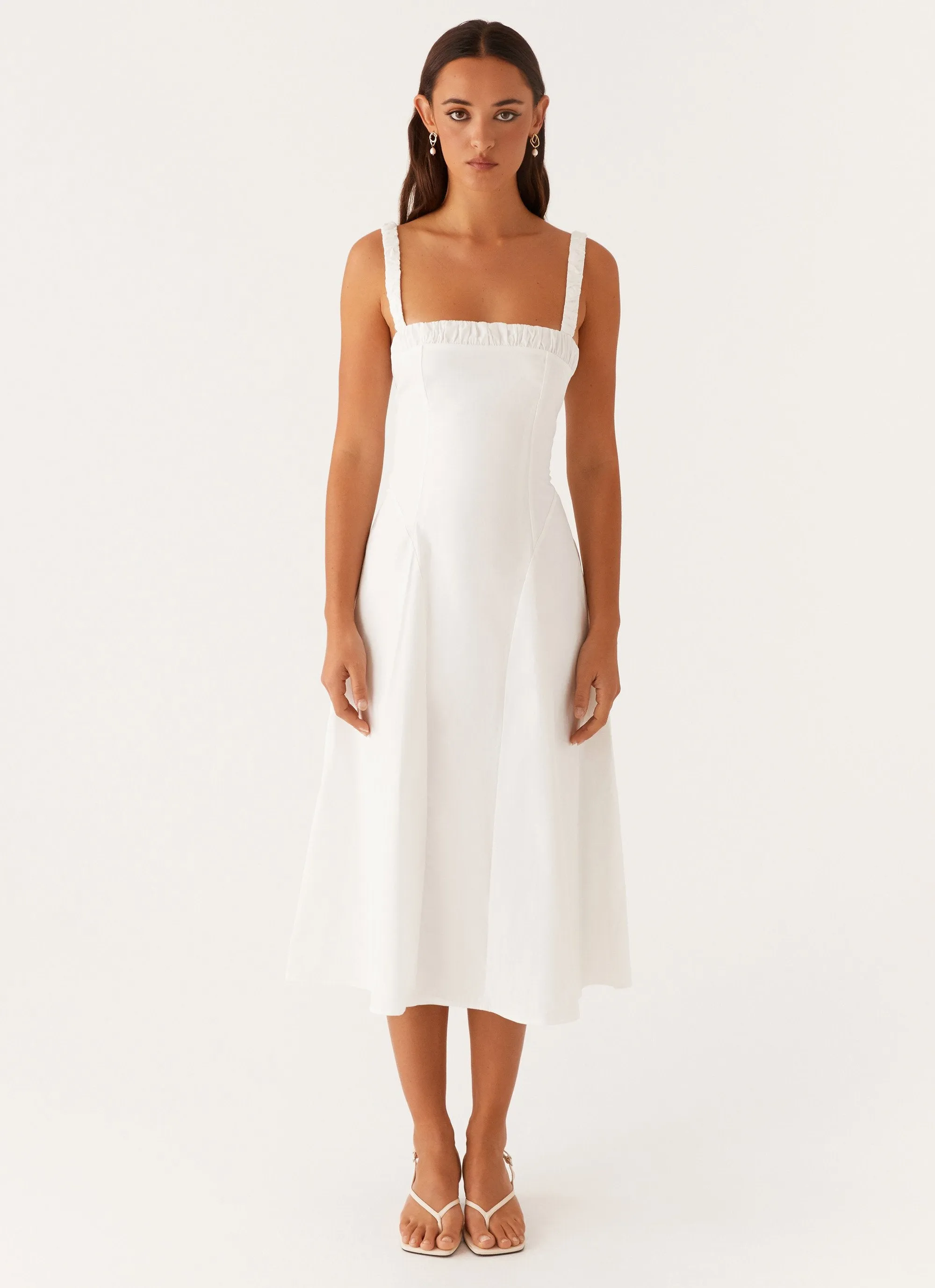 Airy Touch Lounge Texture Enola Midi Dress - White