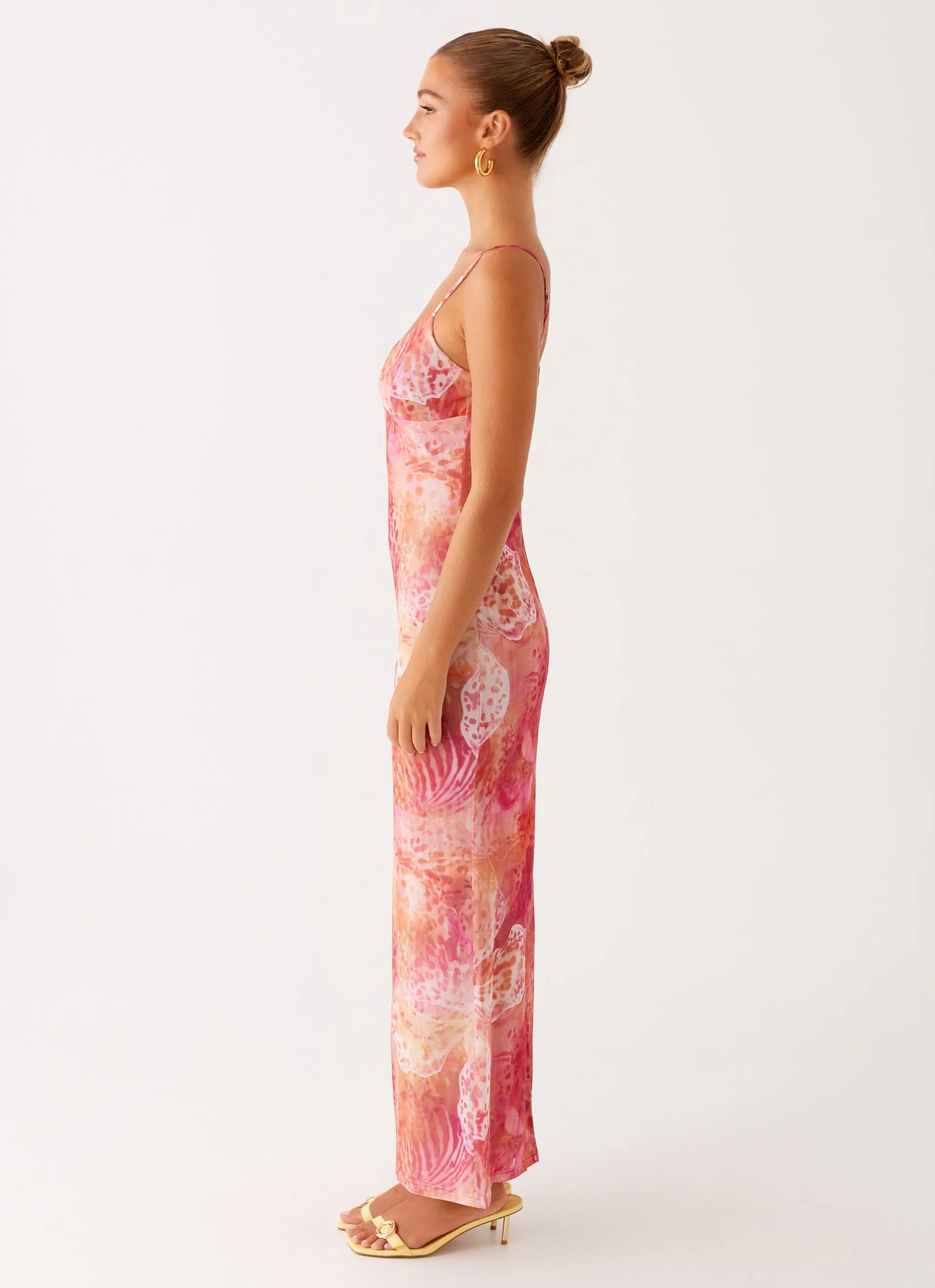 All-season Wide Swing Kasey Midi Dress - Flamingo Fling