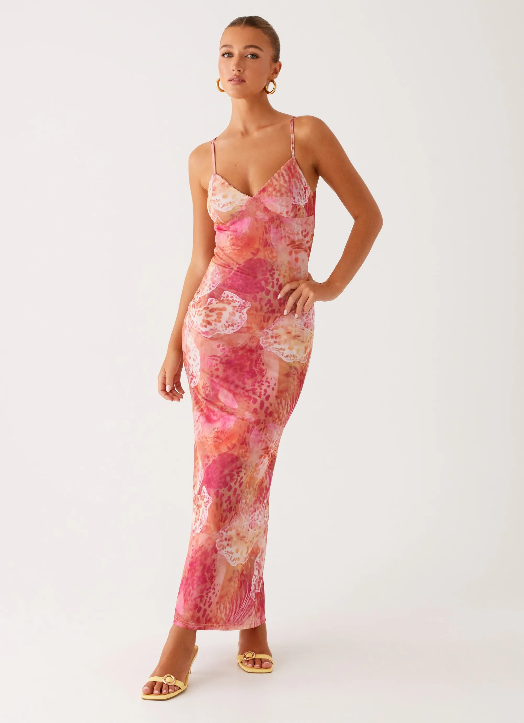 Mood Glow Kasey Midi Dress - Flamingo Fling