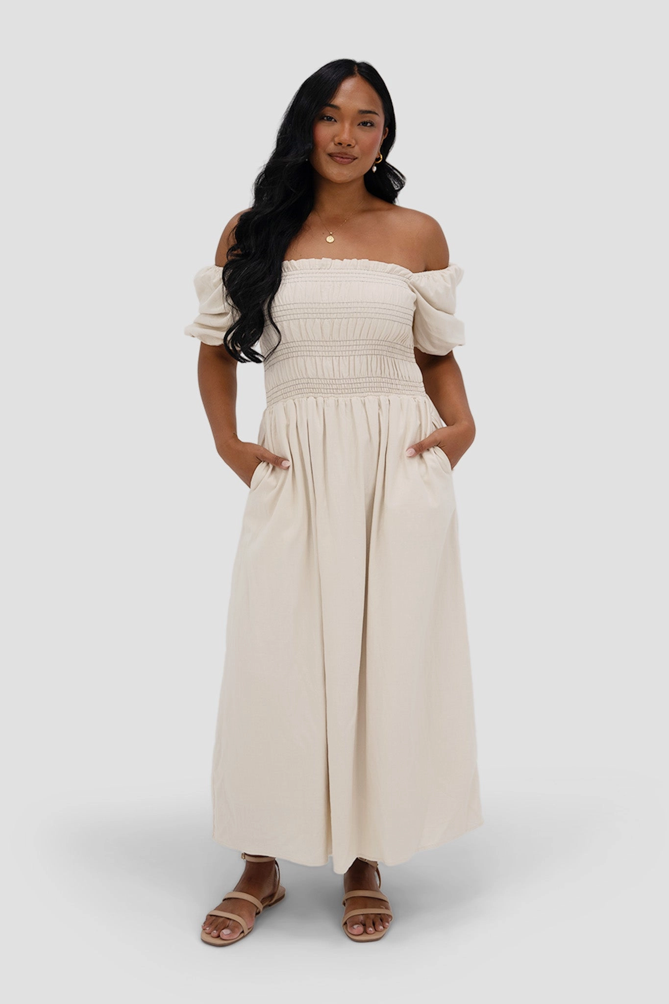 Glam Touch Winter Classic ISMAE MAXI DRESS NEUTRAL
