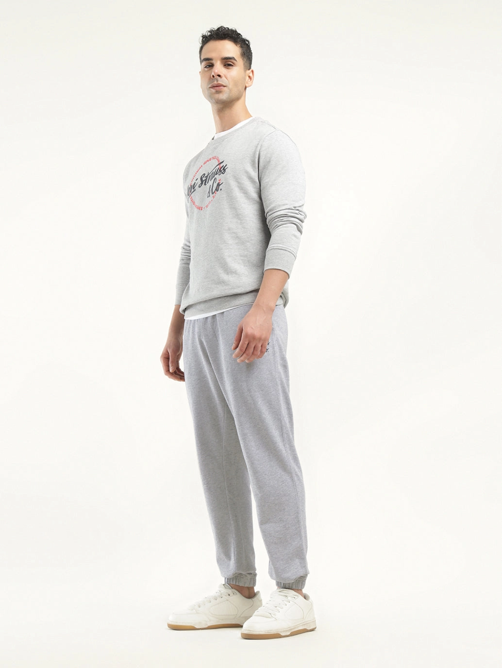 Men's Grey Regular Fit Joggers Relaxed Look