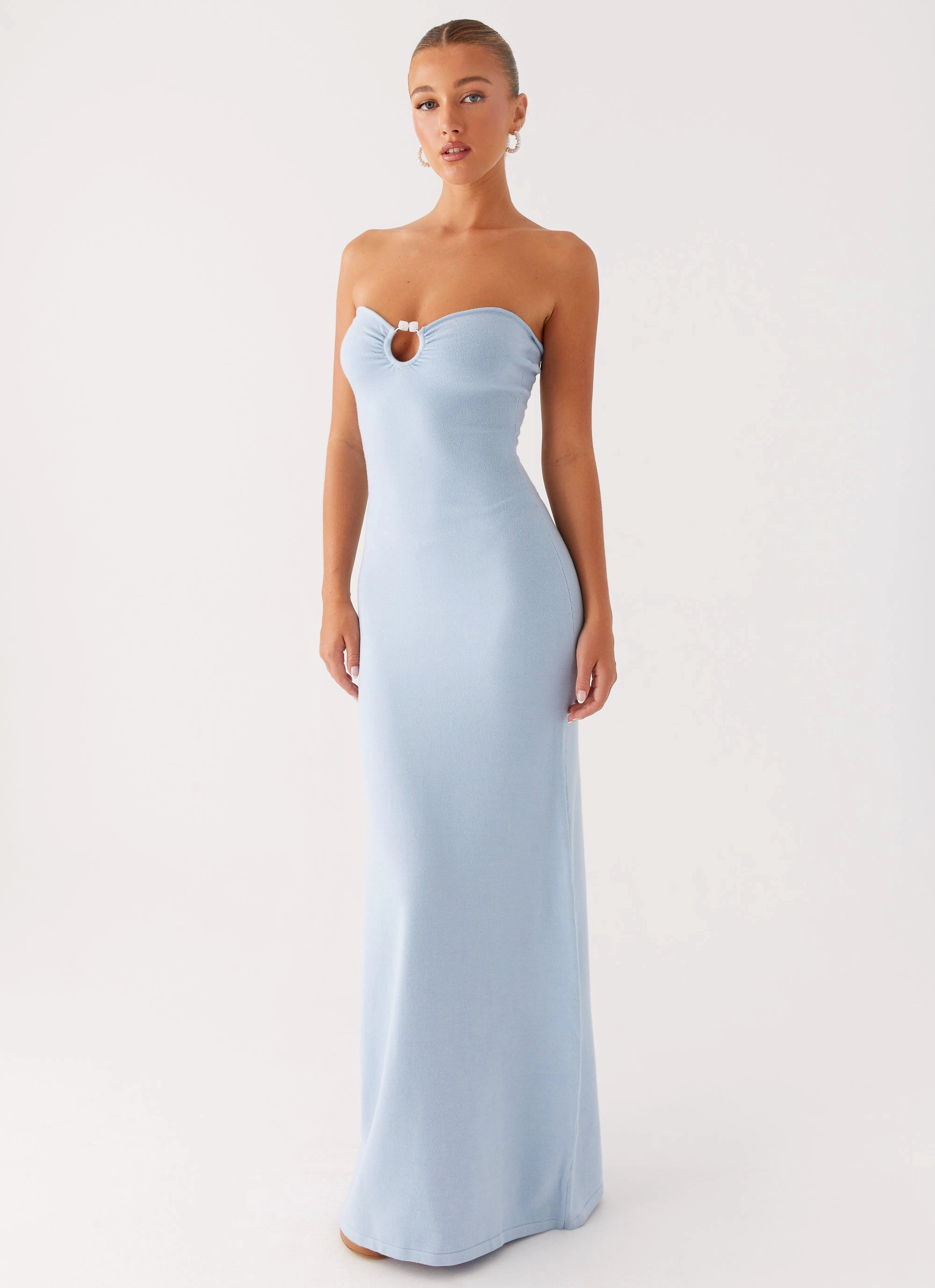 Samson Knit Maxi Dress - Blue Perfectly Styled soft elegance