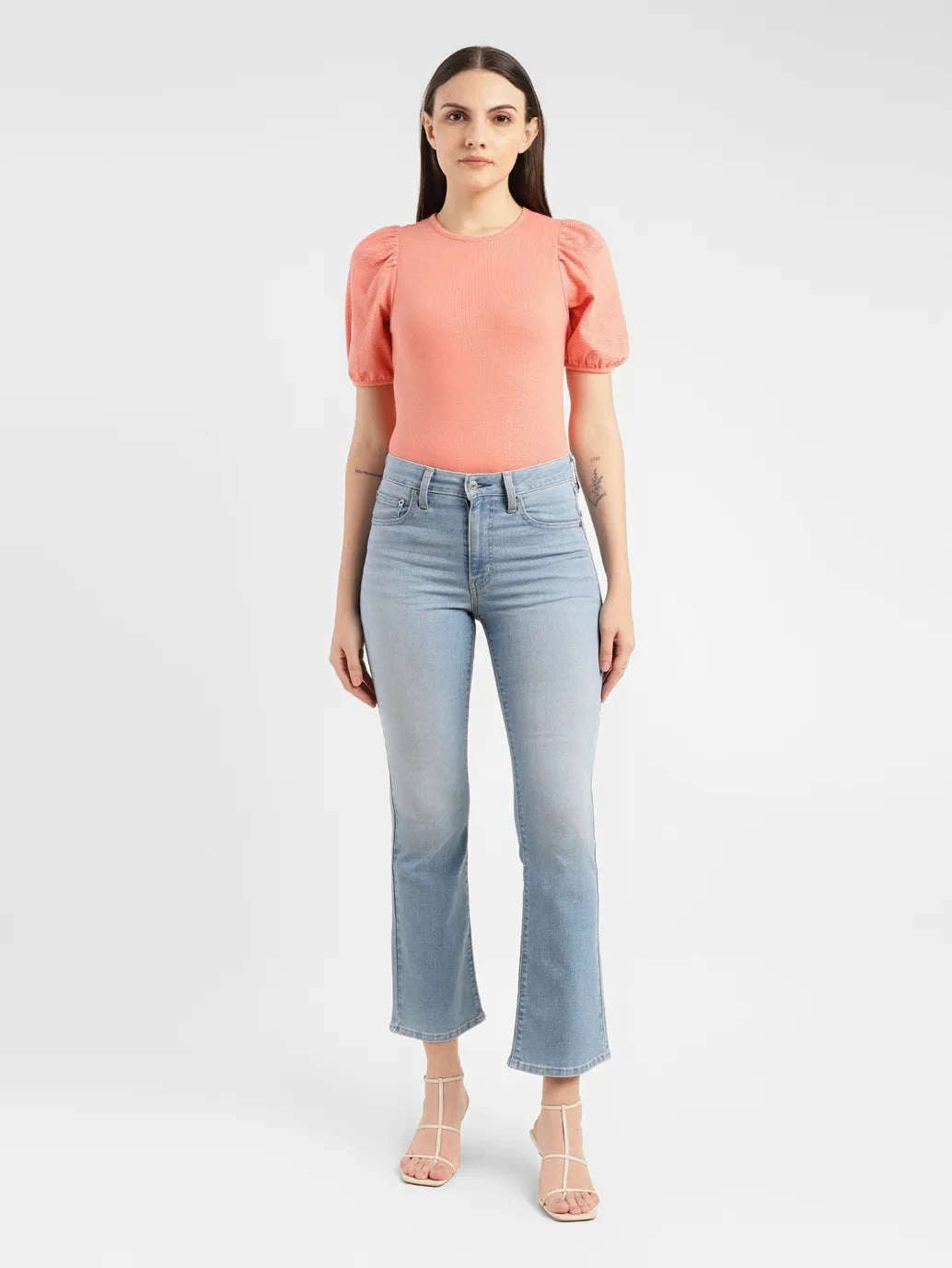 Women's 315 Blue Flared Fit High Rise Jeans Effortless Look Slim Silhouette