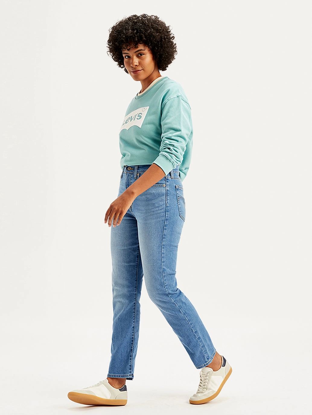 Women's Blue Wedgie Straight Fit High Rise Jeans Street Style All Round Piece