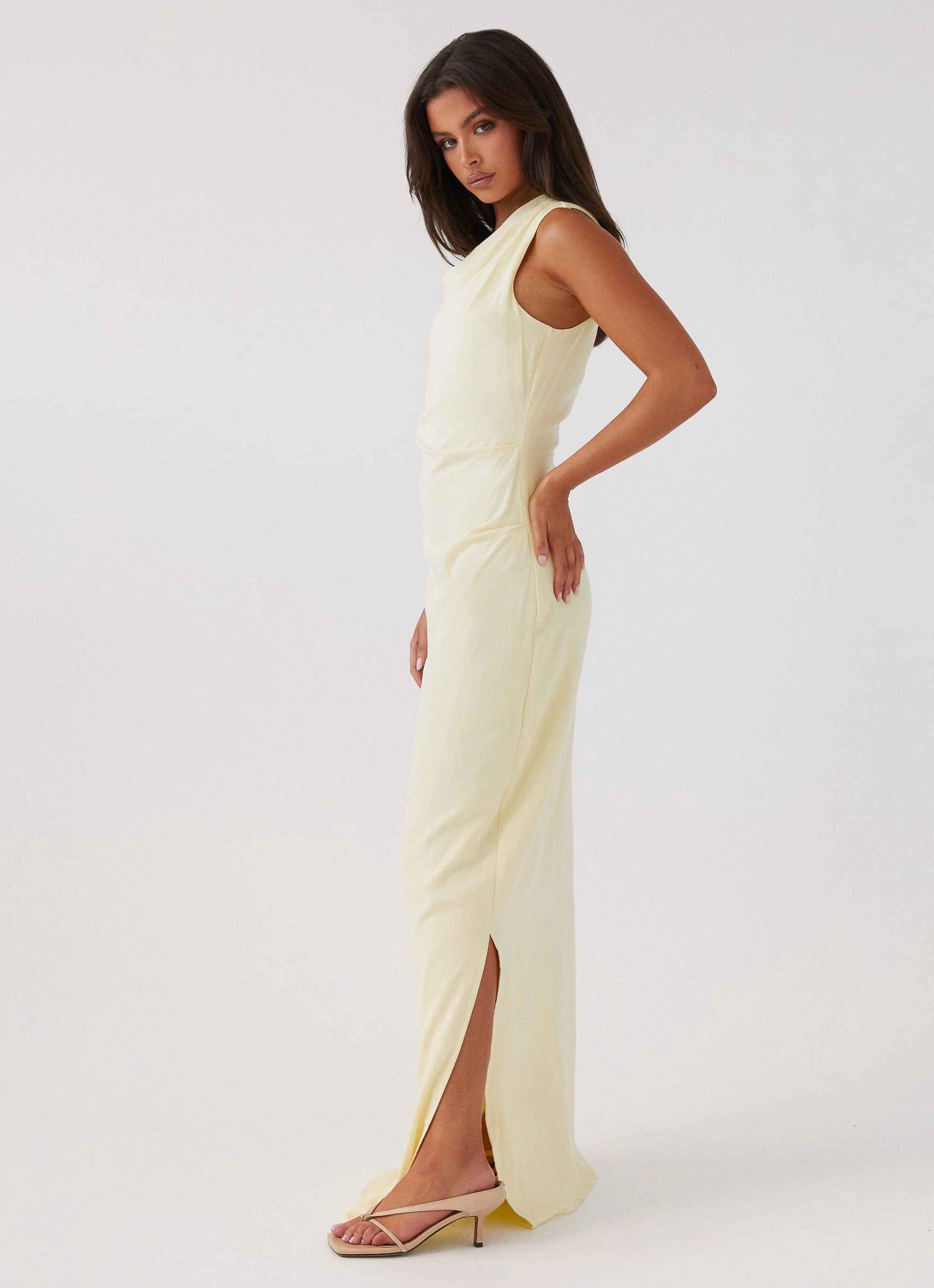 Daffodil Charm Linen Maxi Dress - Sunflower Yellow Delicate Mood All Time Fit