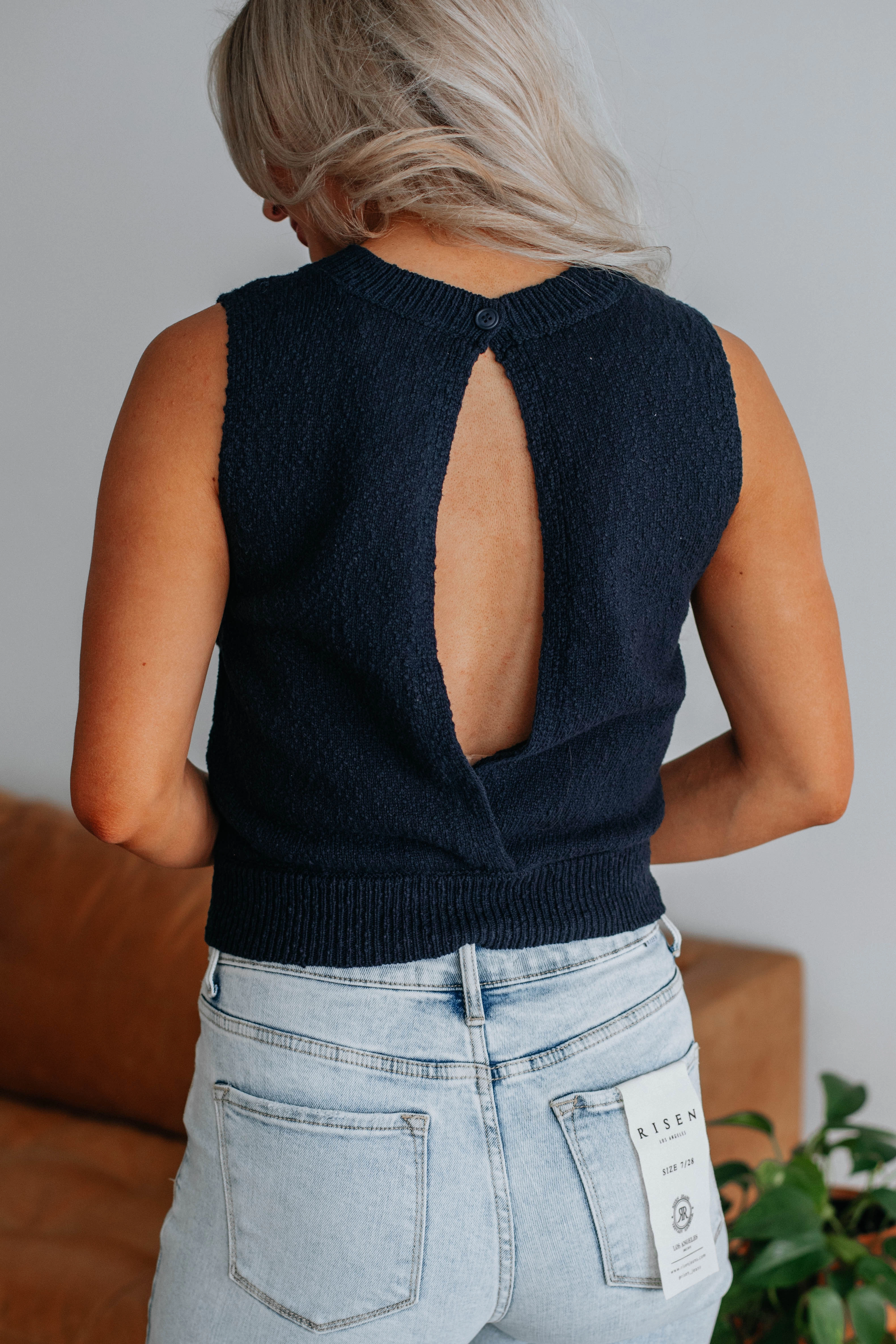 Patrea Knit Tank - Navy Snug Fit Knit