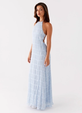 Luxe Comfort Pure Color Aullie Maxi Dress - Blue