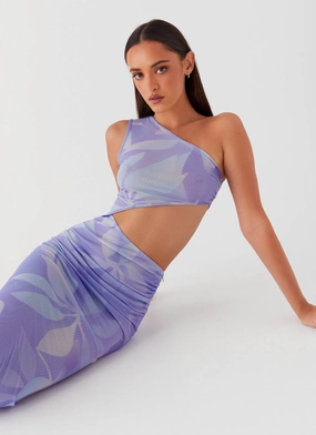 Semi Formal Shadows In The Sun Mesh Maxi Dress - Purple Rain
