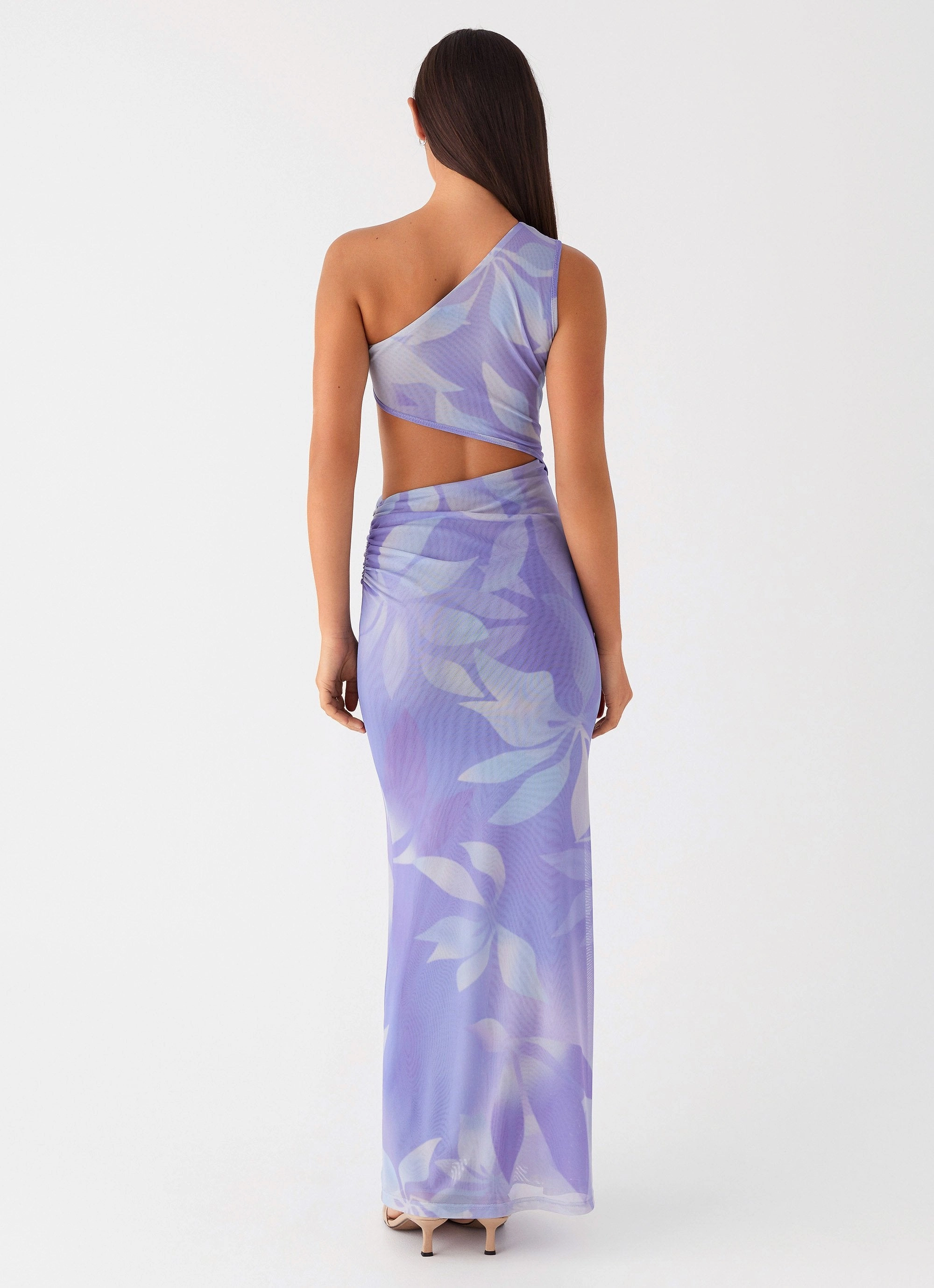 Light Sheen Shadows In The Sun Mesh Maxi Dress - Purple Rain