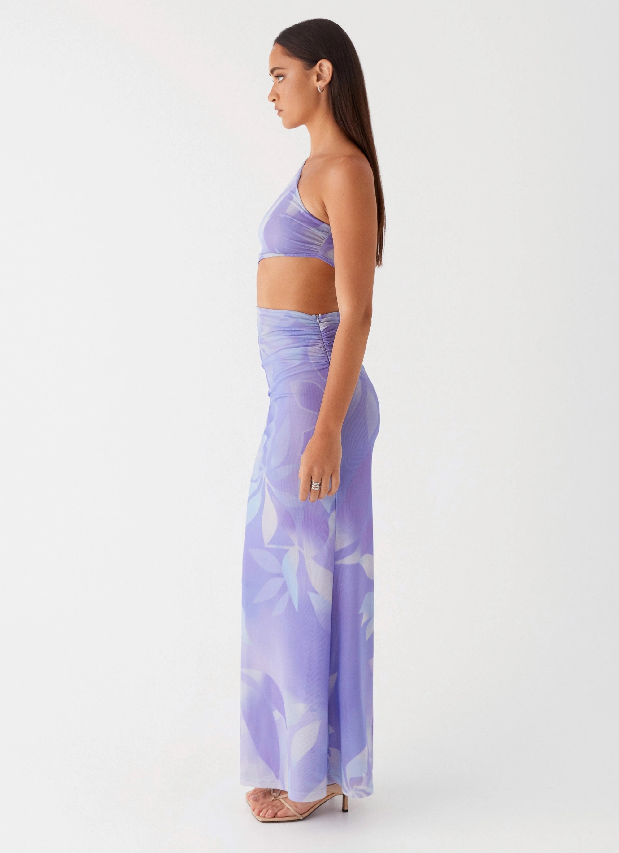 Shadows In The Sun Mesh Maxi Dress - Purple Rain Off-Shoulder