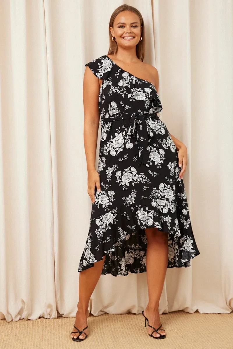 Urban appeal Relaxed-fit maxi dress Trop Print Midi Dress One Shoulder Sleeveless