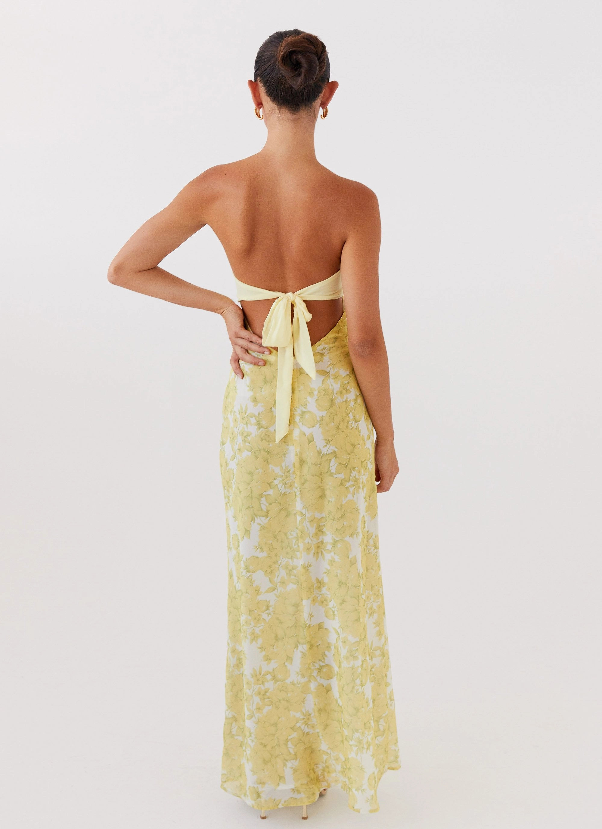 Soft Hue Shine Dressy Tropicana Maxi Dress - Daffodil