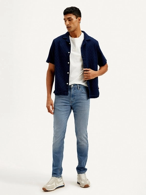 Utility Fit Stretch Holiday Vibes Streetwear Fan Men's 512 Navy Blue Slim Tapered Fit Mid Rise Jeans