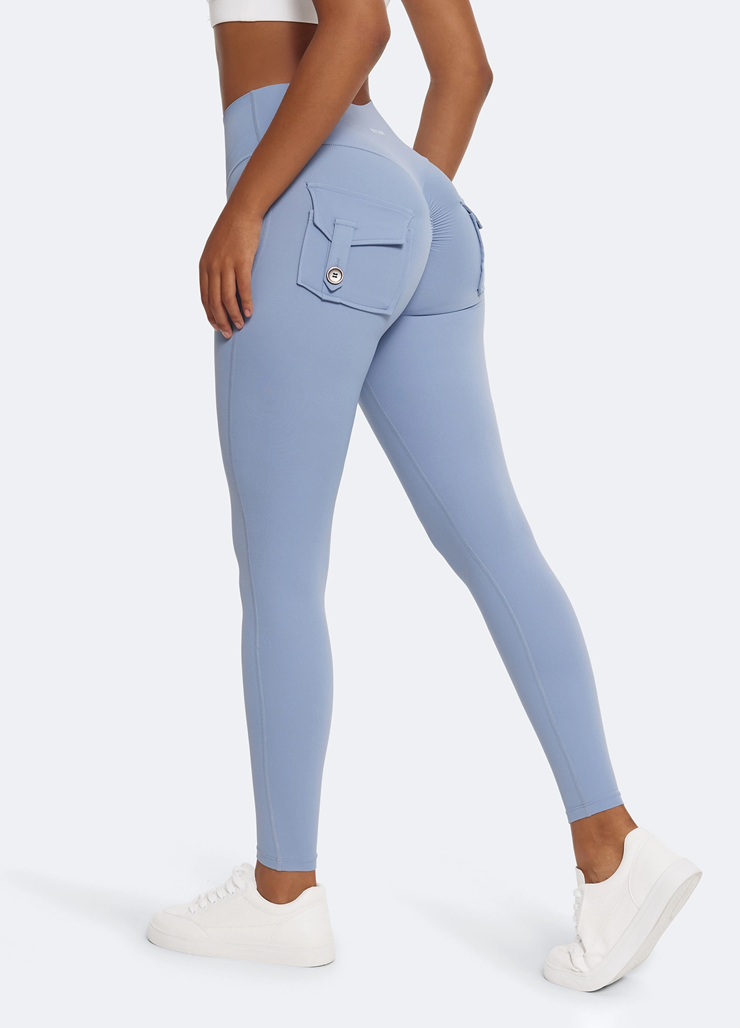 Calm Fit Elastic Wear Push-Up Leggings with Back Pockets