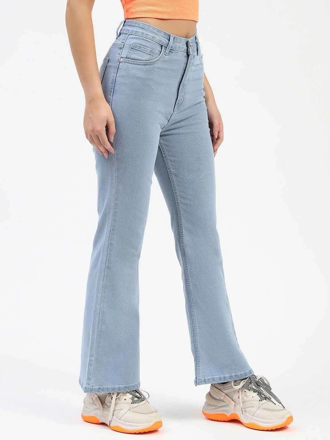 No Fuss Wear Date Night Daily Wear Madame Light Blue Flared Jeans