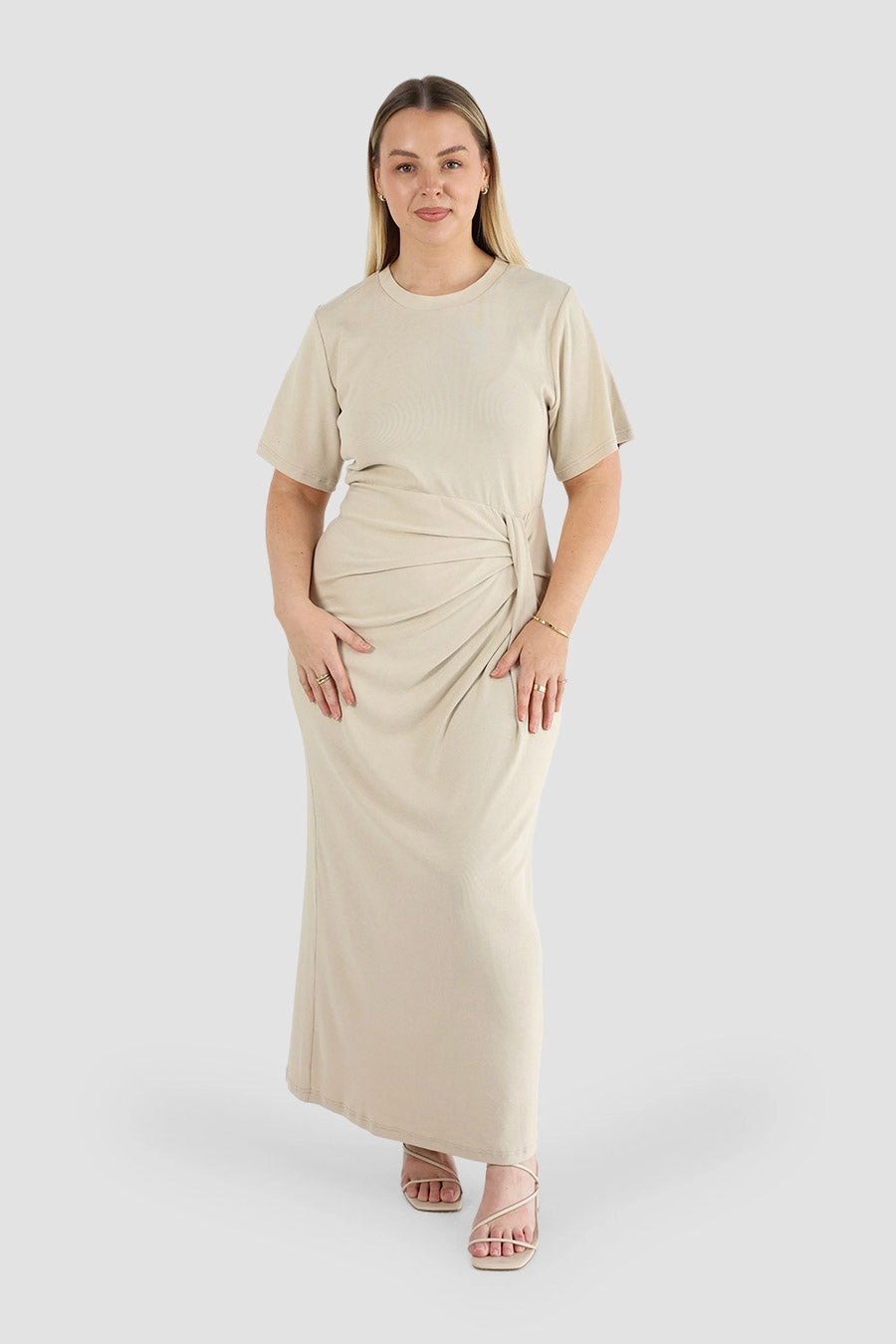 MARNIE RIB DRESS VANILLA Tall-Fit Celebration Wear