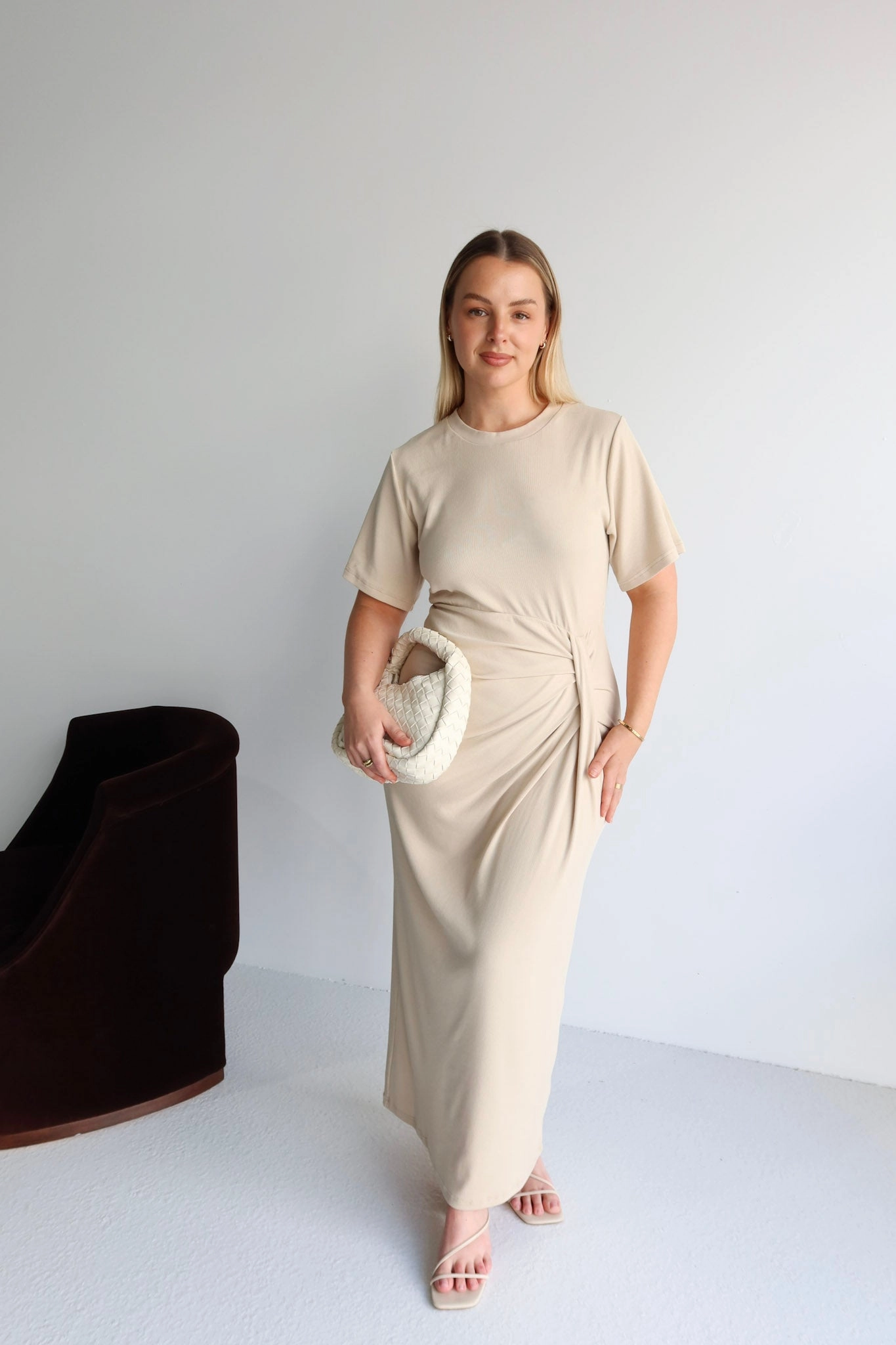 Chic Motion Delicate Lines MARNIE RIB DRESS VANILLA