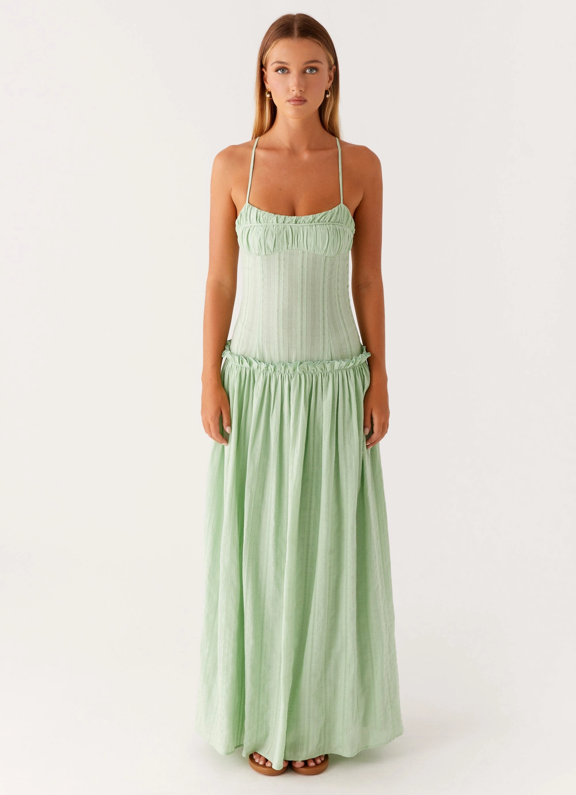 Tulle Air Mood Booster Jacinda Drop Waist Maxi Dress - Sage