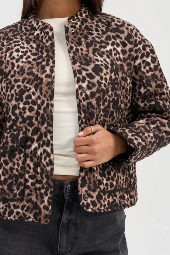 ONLY Hallie Quilted Jacket Animal Layered Look Warm Layers