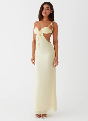 Tyra Ruched Maxi Dress - Yellow Comfortable casual dress