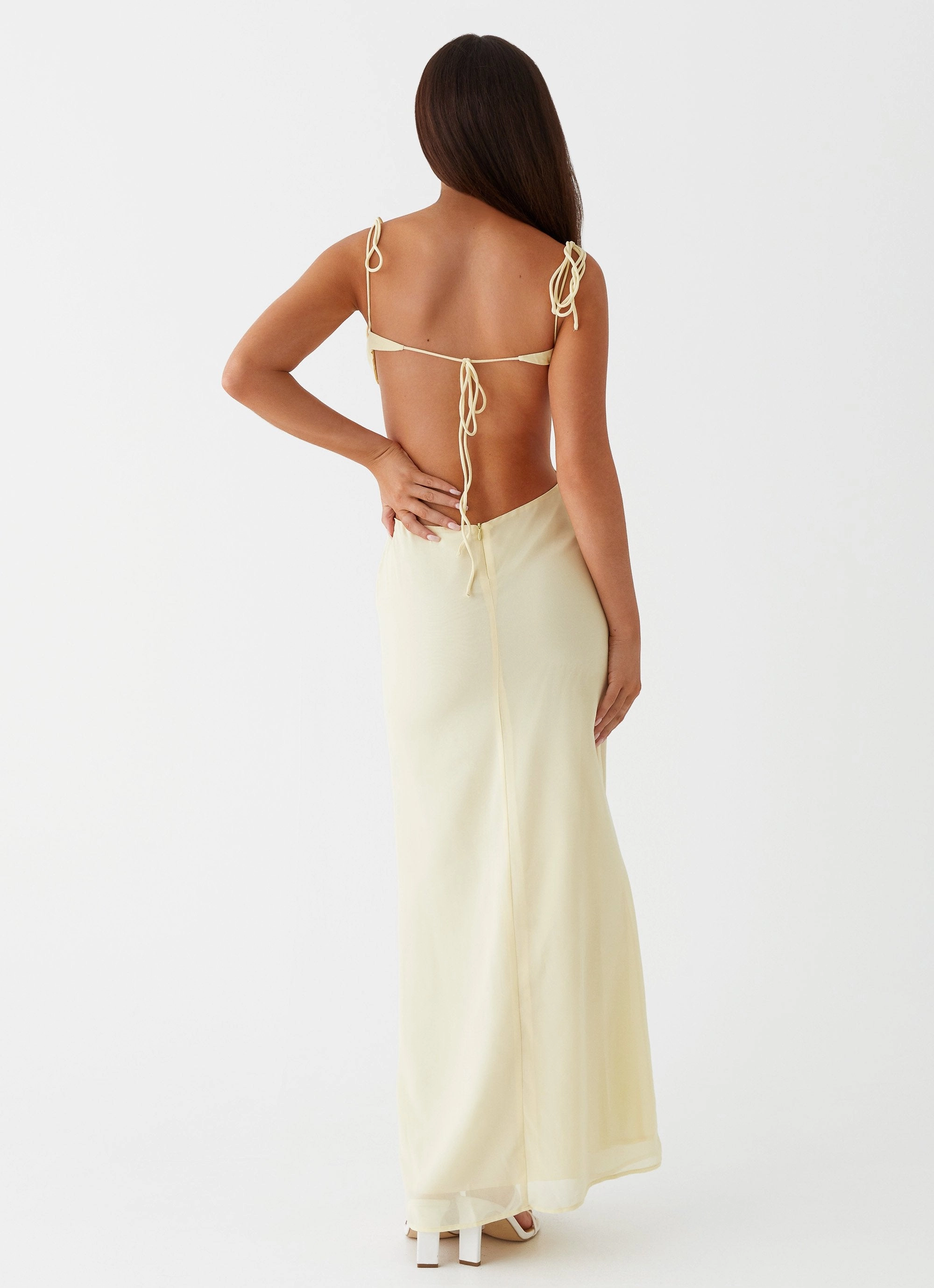 Work Option Dreamy Simplicity Tyra Ruched Maxi Dress - Yellow