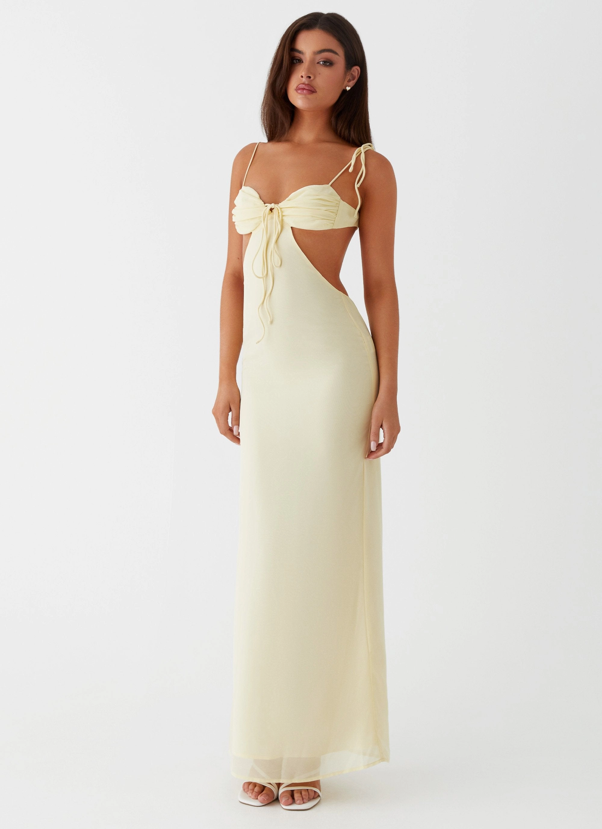 Tyra Ruched Maxi Dress - Yellow Comfortable casual dress