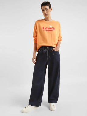 Women's Blue XL Balloon Loose Fit High Rise Jeans Layer Friendly Piece Classic Wear Morning Stroll