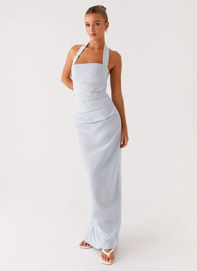 Rumour Has it Maxi Dress - Blue Texture Rich Artisanal-Detail