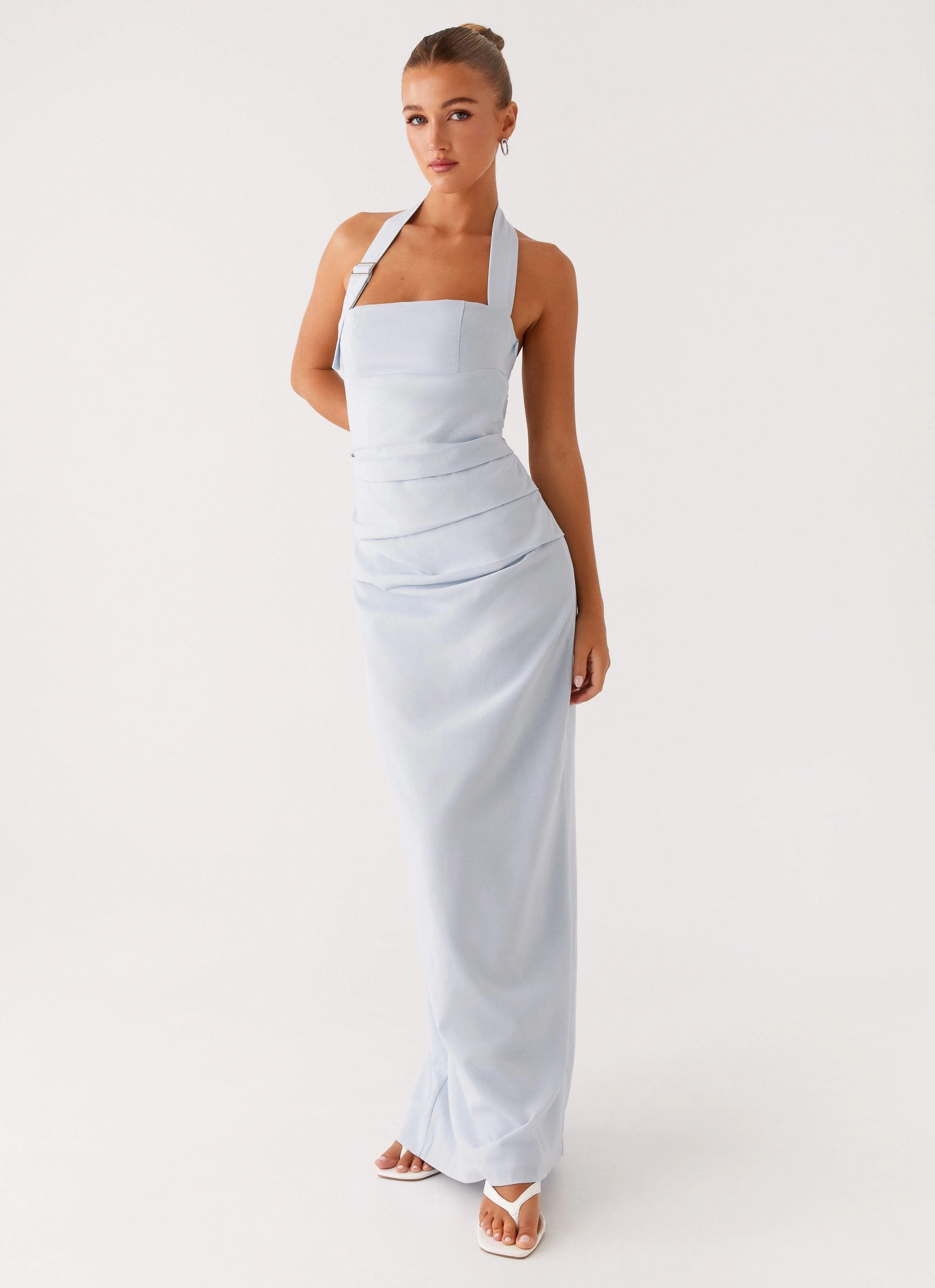Rumour Has it Maxi Dress - Blue Texture Rich Artisanal-Detail