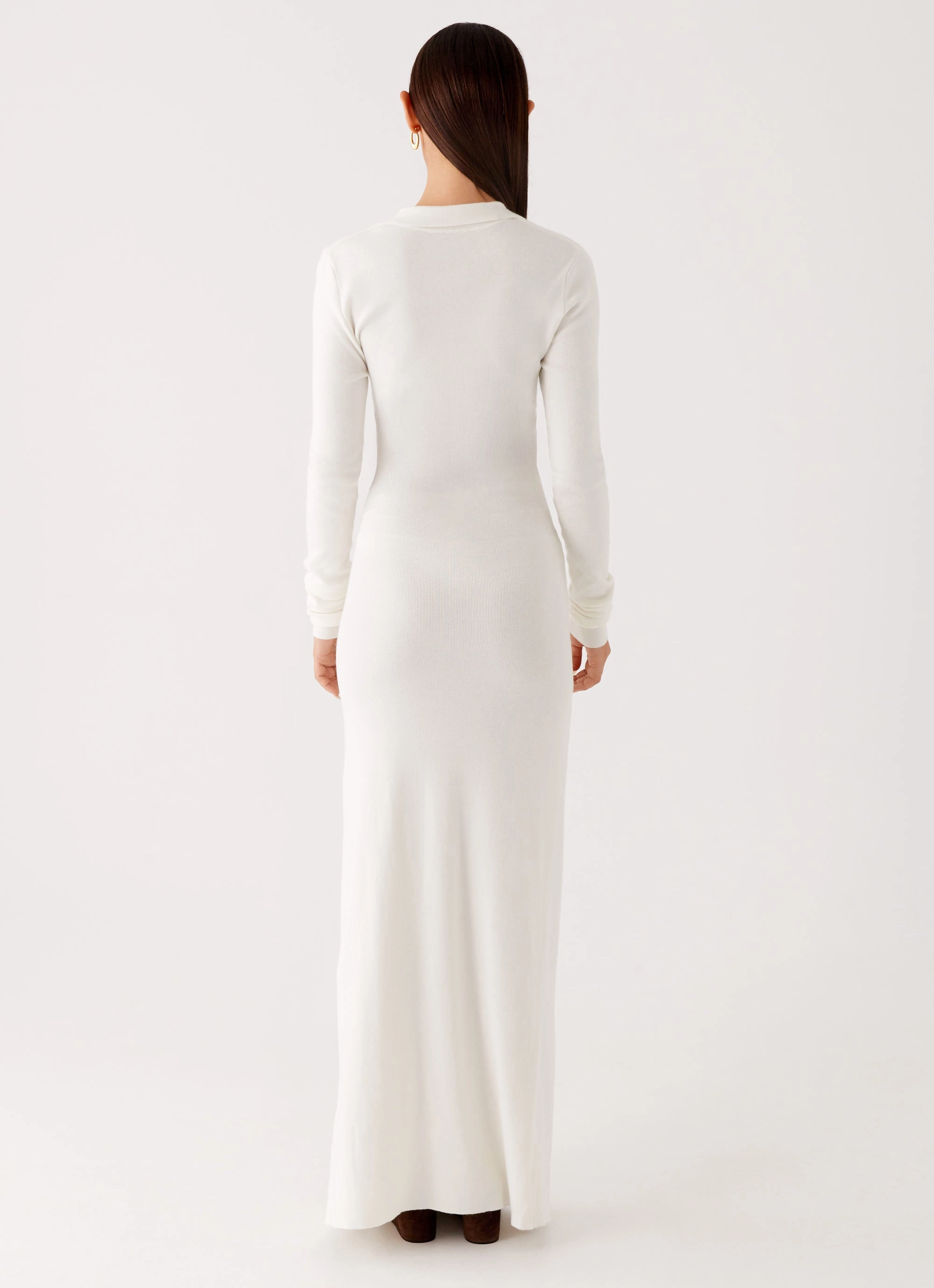 Sabetha Knit Maxi Dress - White Stylish Touch Polished Design
