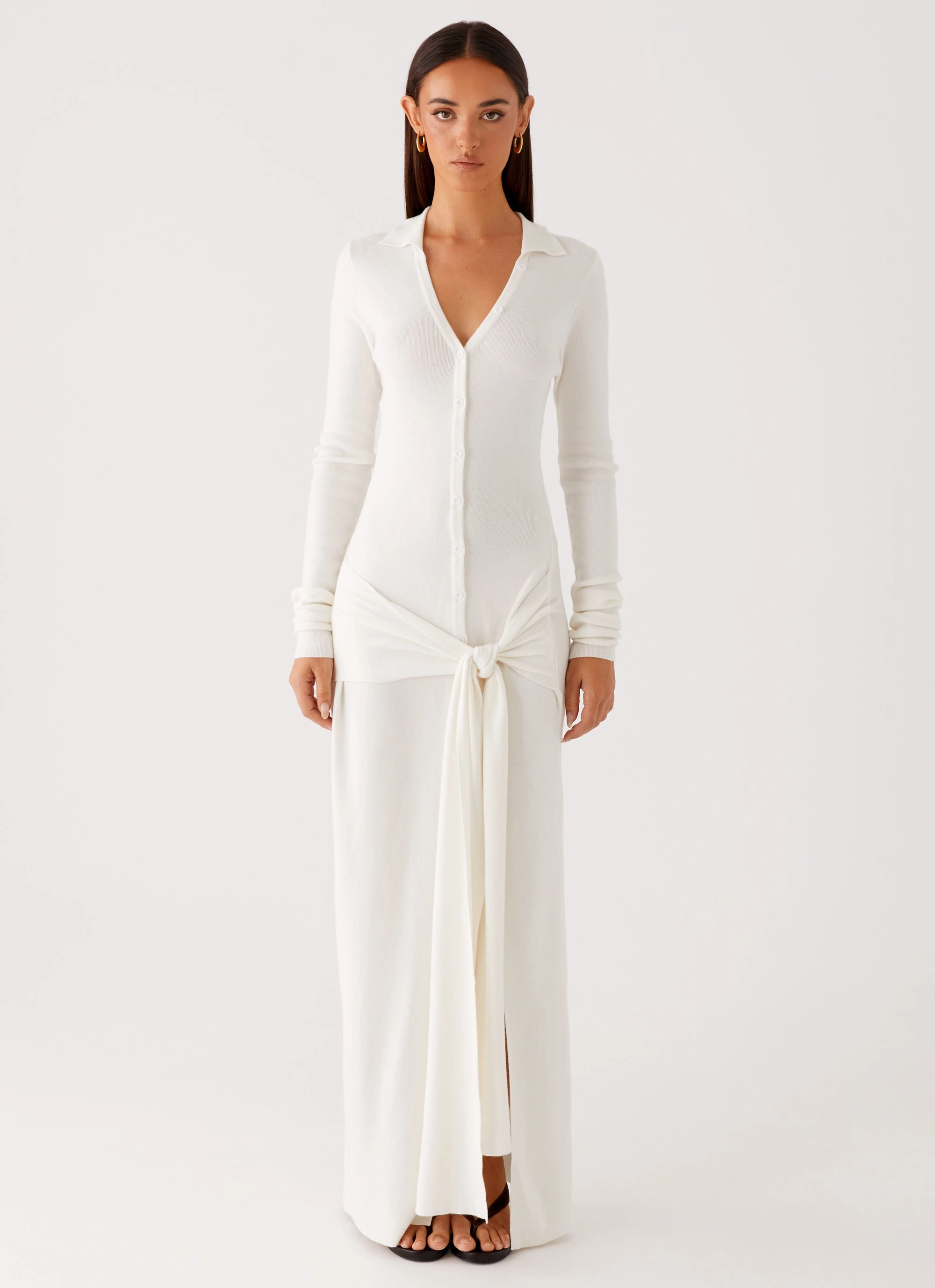 Sabetha Knit Maxi Dress - White Cozy Wear Sporty-Look