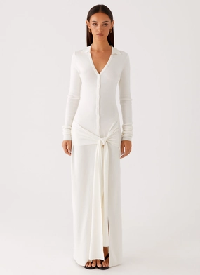 Sabetha Knit Maxi Dress - White Cozy Wear Sporty-Look